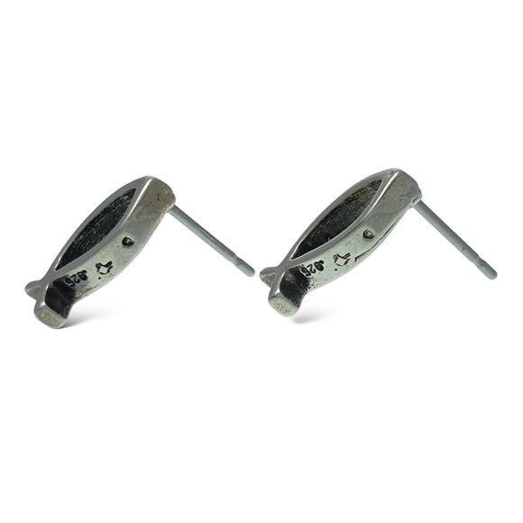 Vintage Sterling Silver 925 Religious Christian Ichthys Fish Post Stud Earrings - Picture 3 of 4